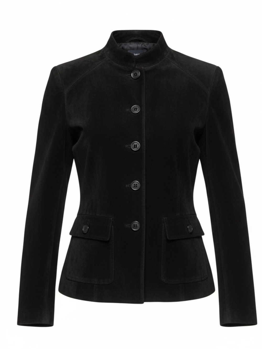 Vintage Liz Claiborne Black Suede Women's Button-Front Structured Jacket